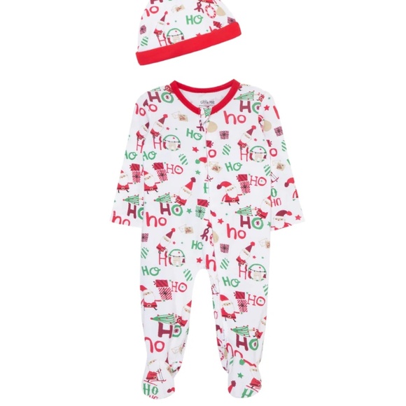 NWT Little Me Fun Santa Footie with Hat - size 3 months - Picture 1 of 3